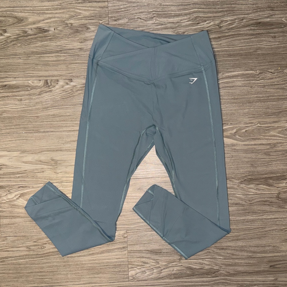 NWT Gymshark Crossover Leggings Thunder Blue Womens Size L High Rise